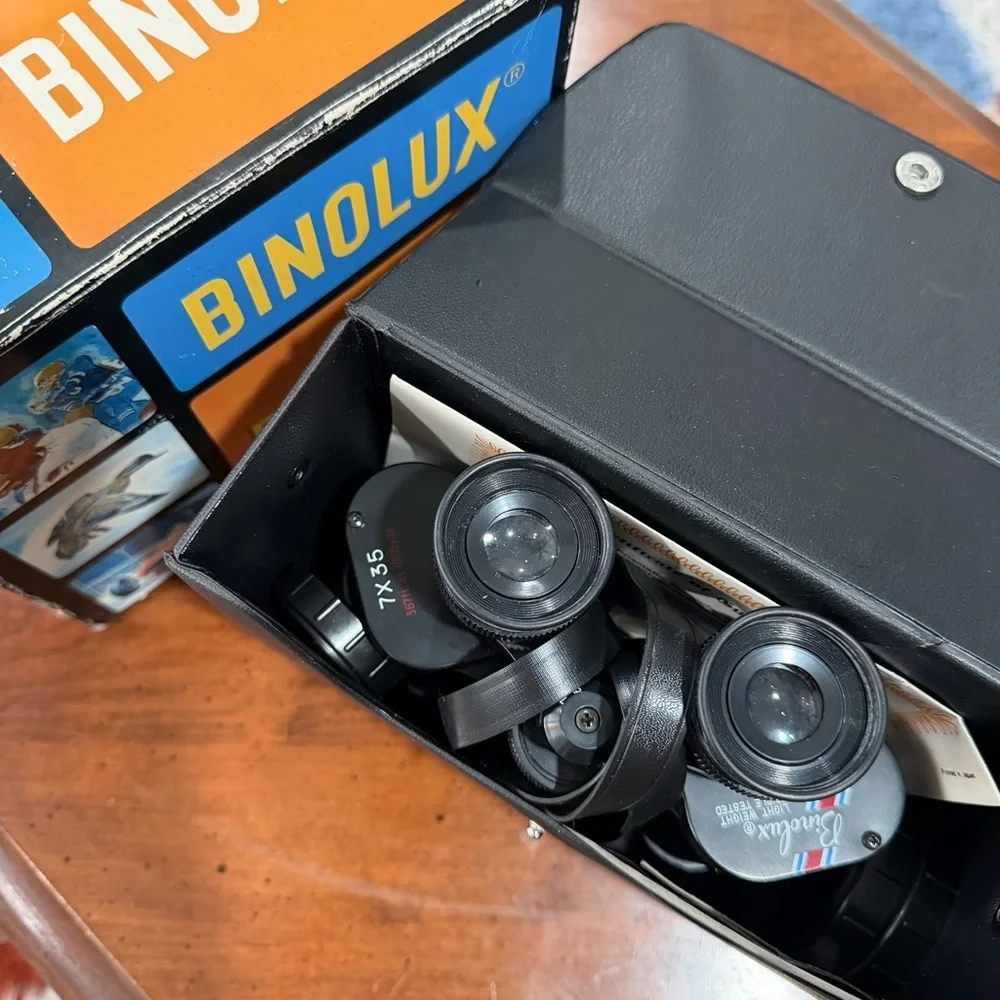 Binolux 4022 7x35 CF Binoculars Porro Prism Black w/ Case & Accessories